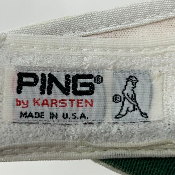 Vintage Ping Karsten Golf Visor Hat Cap Golfing Golfer USA Made Strapback White - Picture 14 of 15